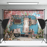 Lofaris Pink Peach Flower RV Blue Sky Spring Photo Backdrop